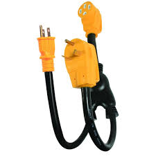 You just take the 30 amp cord from your rv and plug it into the female socket on the adaptor. Camco 50 Amp Power Grip Power Maximizer Adapter 55025 The Home Depot