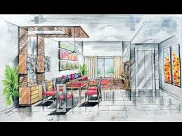 One Point Interior Design Perspective Drawing Manual Rendering How To Tutorial Lessons 5 Wat Interior Design Drawings Drawing Interior Interior Design Sketches