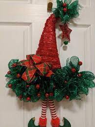 Santa Hat Elf Hat Christmas Decorations Christmas Wreath Front Door Decor Gift Elf Christmas Decorations Christmas Decorations Christmas Wreaths Diy
