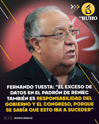 El exjefe de la ONPE, Fernando Tuesta, afirmó que el exceso de datos en el  padrón de Reniec “también tiene responsabilidad el Gobierno y el propio  Congreso porque se sabía que esto