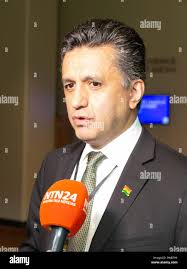 Venezuela United Nations Ambassador Samuel Moncada address the United  Nations Security Council, Wednesday April 10, 2019 at U.N. headquarters.  (AP Photo/Bebeto Matthews Stock Photo