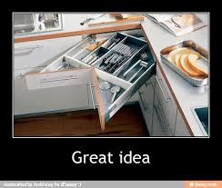 Turn Those Two Tiny Awkward Corner Drawers Into One Large Drawer Great For The Kitchen Or The Bathroom Corner Drawers Corner Kitchen Cabinet Kitchen Design