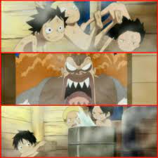 one piece ダダン邸風呂タイム anime art one piece