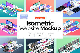 Isometric Website Mockup Bundle Website Mockup Isometric Mockup