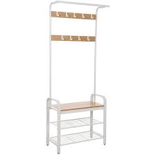 Vasagle Coat Rack Stand Free Standing Hall Tree Coat Stand With Removable Hooks Bench And Shoe Rack Height 183 Cm Steel Industrial Hazelnut Brown And Bla Porte Manteaux Etagere Chaussures Vestiaire Metallique