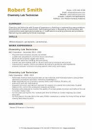 chemistry lab technician resume samples