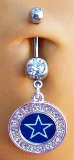 Dallas Cowboys Clear Gems Star Dangle Belly Naval Ring New Dallas Cowboys Jewelry Cowboy Jewelry Dallas Cowboys Baby