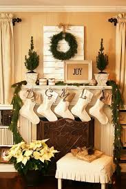 Decorations Christmas Holiday Fireplace Mantel Ideas With Round Green Wreath And White Sock Plus Iron Cov Christmas Fireplace Holiday Mantel Christmas Mantle