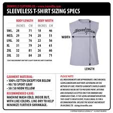 Ironville Clothing Mens Sleeveless T Shirt Size Chart