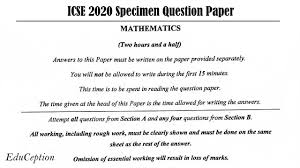 Icse 2020 Mathematics Specimen Question Paper Solved Class 10 Youtube