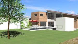 Maison Contemporaine De 208 M2 En Forme De Cocon Avec Toiture Monopente En Tuiles Sejour A Double Hauteur Et Passere Plan Maison Plan Maison Architecte Maison