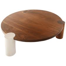Coffee Table In Black Walnut With Ceramic And Solid Wood Legs Large Sized In 2020 Coffee Table Wood Legs Round Coffee Table
