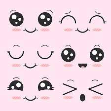 Cute Face Kawaii Expression Emoji Love Expressions Set Smile Faces Happy Icon Emotion Emoticon Symbol Fun Cute Doodle Art Cute Cartoon Faces Cartoon Expression