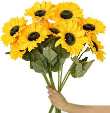 This silk flowers diy is ridiculously easy. Buy Plobach 6pcs Large Sunflowers Artificial Flowers With Long Stem Fake Silk Sunflowers Bulk Decoration For Home Wedding Outdoors Party Baby Shower Yellow Online In Italy B092216xk5