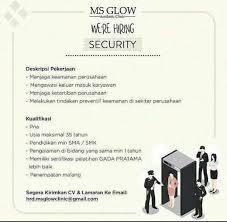 Segera lamar lowongan kerja klinik kecantikan dari 7 daftar loker di jakarta di bawah ini. Lowongan Security Satpam Klinik Kecantikan Atmago