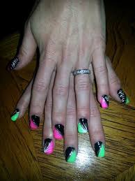 Black And Hot Pink Ombre Nails Black Hot Pink Neon Green Rings For Men Nail Designs Pink
