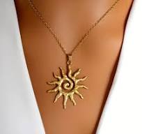 Hot European and American Hammer Spiral Twisted Sun Pendant Stainless Steel Light Luxury Clavicle Chain