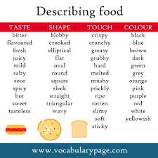 Adjectives Describing Food Learn English Learn English Vocabulary English Writing Skills