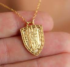 Best Seller Gold Saint Michael Necklace Women Sterling Silver Etsy St Michael Necklace St Michael Shield Womens Necklaces