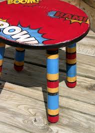 Everblooming Super Hero Stool Painted Stools Hand Painted Chairs Painted Chairs