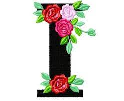 Roses Floral Individual Letter I Garden Flag Monogram Roses Etsy Floral Font Embroidery Fonts Monogram Machine