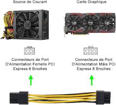 Pci Express 6-Broches Vers 8-Broches, Cable D'Alimentation Pour Carte  Graphique