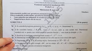 Test și șablon de evaluare. Foto Subiecte È™i Bareme Simulare Bacalaureat 2021 La MatematicÄƒ Pentru Elevii De Clasa A Xii A Ziarul Unirea