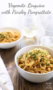 Vegemite Pasta With Parsley Pangrattato An Italianised Version Of The Australian Vegemite On Toast This I Vegemite Recipes Pasta Dishes Vegan Pasta
