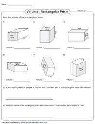 volume of a rectangular prism worksheets