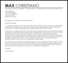 Hospital Volunteer Cover Letter Sample Cover Letter Templates Examples