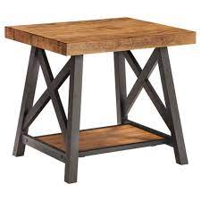 Lillian wood side table with curved legs, drawer and shelf, navy blueby uniek inc.(4). Lanshire Rustic Industrial Metal Wood End Table Inspire Q Target