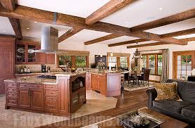 The living room is very dark; Open Floor Plan With Ceiling Beams Family Room Charlotte By Barron Designs Houzz