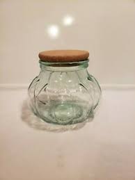 Vintage Green Glass Pumpkin Shape Apothecary Jar W Cork Lid Large Unmarked Ebay