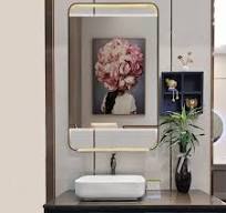 Square Framed LED Bathroom Wall Light Mirror with Touch Switch