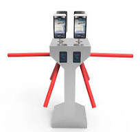 Face Recognition Outdoor Vertical Stand Dual Mechanism Double Lanes  Semi-Automatic Tripod Turnstile Gate IP65 Protection 35