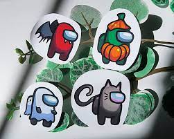 Among Us Halloween Stickers Weatherproof Decal Among Us Game Etsy Halloween Stencils Halloween Stickers Print Stickers
