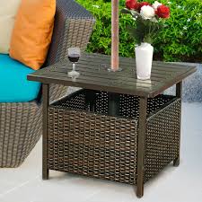Shop this collection (534) crete grey wicker outdoor side table. Costway Brown Rattan Wicker Steel Side Table Outdoor Furniture Deck Garden Patio Pool Walmart Com Walmart Com
