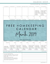 Free March 2019 Homekeeping Calendar Healthy Home Cleaning Routine Week Homekeeping Cleaning Calendar Clean House