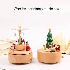 Wooden Music Box Carousel Music Box Christmas Tree Shape Crafts Children S Toys Retro Christmas Birthday Gift Home Decorations Music Boxes Aliexpress