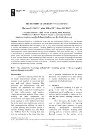 Pdf The Benefits Of Cooperative Learning
