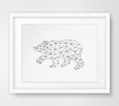 Geometric Bear Print Black And White Bear By Melindawooddesigns 5 00 Bear Wall Art Geometric Bear Bear Art
