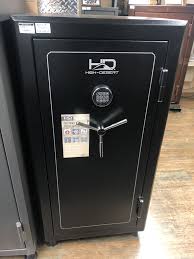 As previously mentioned the green model of this safe comes with a three number combination lock that has a drill resistant metal plate welded behind it to. High Desert Electronic 40 Gun Fireproof Safe Corlane Sporting Goods Ltd