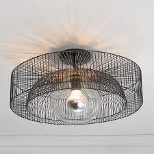 Wire Wheel Semi Flush Ceiling Light Frosted
