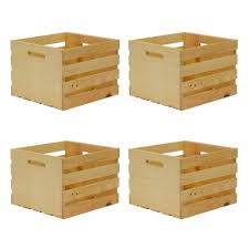 Crates Pallet 13 5 In X 12 5 In X 9 5 In Medium Wood Crate 4 Pack 94645 The Home Depot Wood Crates Crate Bookshelf Crates