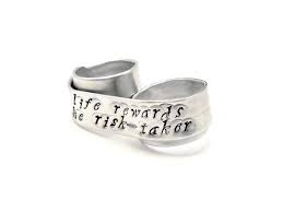 Life Rewards The Risk Taker Double Finger Ring Custom Quote Etsy Jewelry Quotes Double Finger Ring Finger Rings