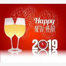 Happy New Year 2019 With Champagne Glasses And Firework Bacground Png And Vector Happy New Year Wishes Happy New Year 2019 Happy New Year Greetings