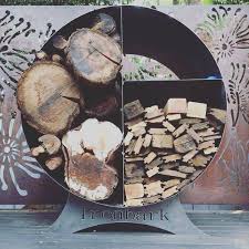 2' outdoor heavy duty steel firewood storage holder. Fire Wood Stacker Iron Bark Metal Design