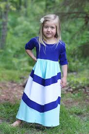 Girls Long Knit Modest Dress Navy Mint White Chevron Modest Girls Dresses Girls Modest Fashion Kids Dress