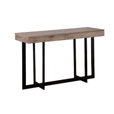 Furniture Of America Celeste Gray Wash With Sand Black Metal Sofa Table Idf 4619s The Home Depot In 2020 Wood Sofa Table Wood Console Table Metal Sofa