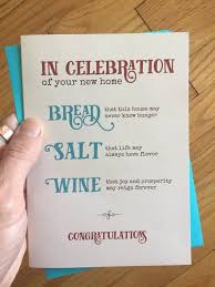 New Home Card Happy Housewarming Card Bread Salt Wine House Etsy House Gifts New Home Cards House Warming Party Gift